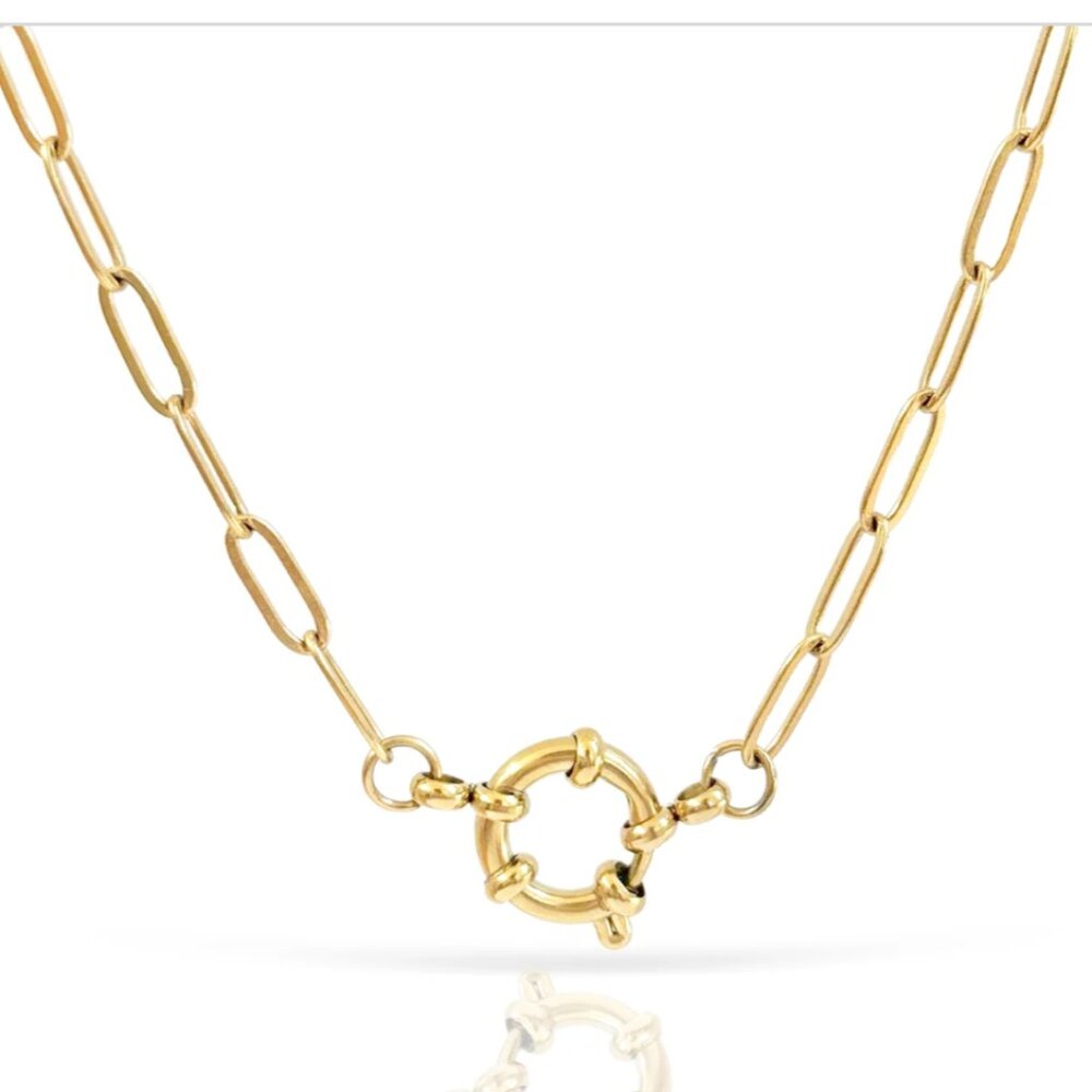 Paperclip Chain Necklace Gold Toggle Clasp Necklace Waterproof Charm Necklace - Picture 3 of 14